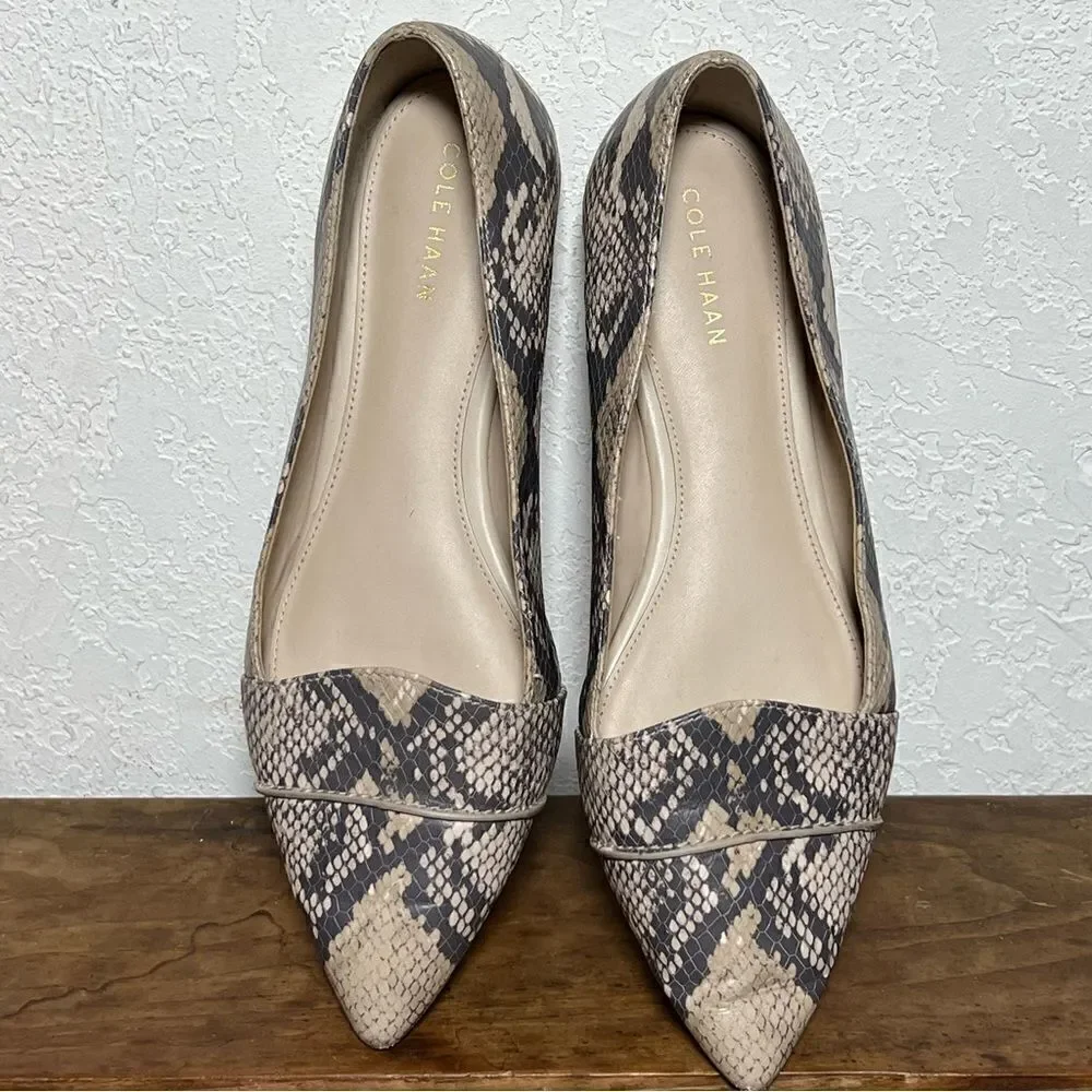 Cole Haan Ellora Skimmer Flats Python Snake‎ Print Leather Womens 6.5B